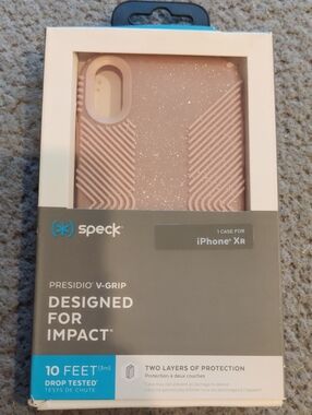 Speck Presidio V-Grip iPhone XR Case - Rose Gold Glitter